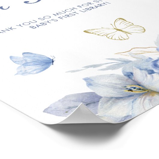 小さな蝶の本男の赤ちゃん赤ちゃんシャワー ポスター (角)