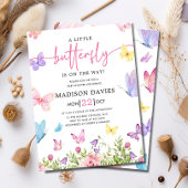 小さな蝶の水色のフローラ赤ちゃんシャワー 招待状