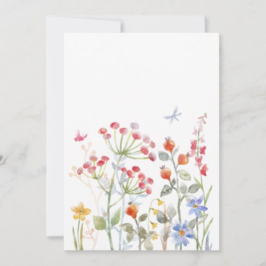 小さな蝶の牧草地の野生の花の赤ちゃんシャワー 招待状 (裏面)