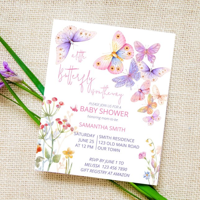 小さな蝶の牧草地の野生の花の赤ん坊シャワー (クリエイターアップロード済み)