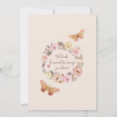 小さな蝶の素朴水色フローラベビー 招待状 (裏面)