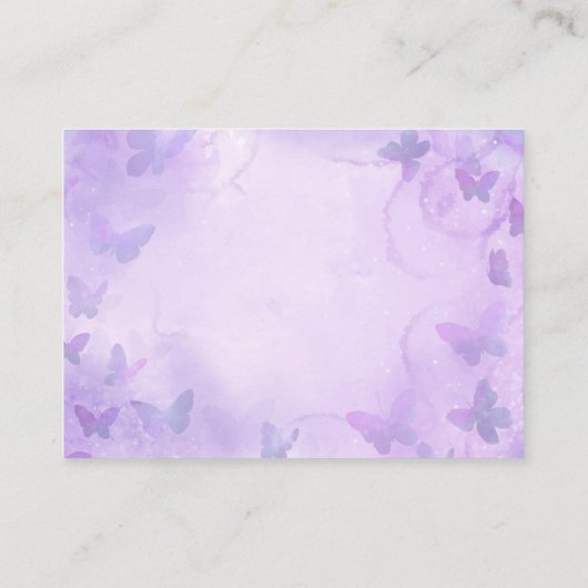 小さな蝶の紫のシャワーおむつラッフル エンクロージャーカード (裏面)