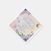 小さな蝶の紫のフローラ女の子のシャワー スタンダードカクテルナプキン (角)