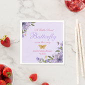 小さな蝶の紫の花の女の子シャワー スタンダードカクテルナプキン (インサイチュ)