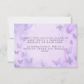 小さな蝶の紫の赤ちゃんシャワー サンキューカード (裏面)