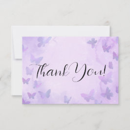 小さな蝶の紫の赤ちゃんシャワー サンキューカード