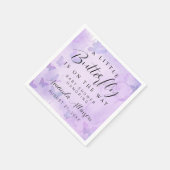 小さな蝶の紫の赤ちゃんシャワー スタンダードカクテルナプキン (角)