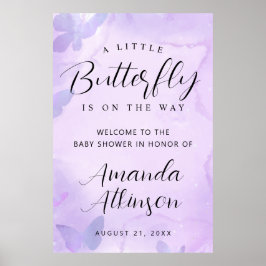 小さな蝶の紫の赤ちゃんシャワー ポスター