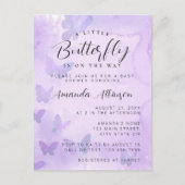 小さな蝶の紫の赤ちゃんシャワー ポストカード (正面)