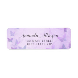 小さな蝶の紫の赤ちゃんシャワー ラベル