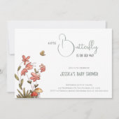 小さな蝶の花の女の子のベビーシャワー 招待状 (正面)