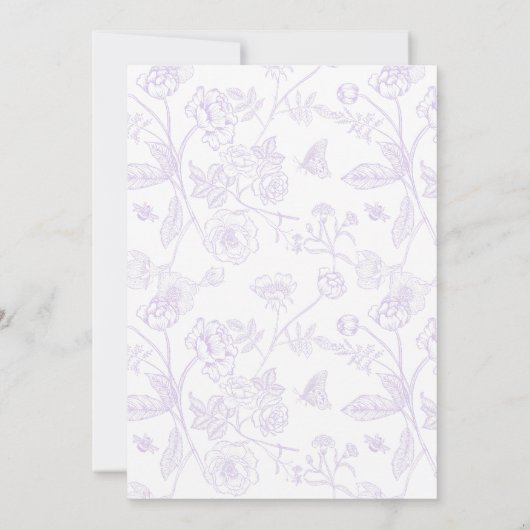 小さな蝶の薄紫女の子のヴィンテージ赤ちゃんシャワー 招待状 (裏面)