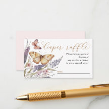 小さな蝶の赤ちゃんシャワーおむつラッフル