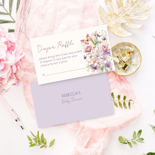 小さな蝶の赤ちゃんシャワーおむつラッフル エンクロージャーカード