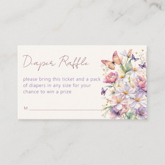 小さな蝶の赤ちゃんシャワーおむつラッフル エンクロージャーカード (正面)