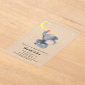 小さな蝶の赤ちゃんシャワーと可愛い象 アクリル招待状 (レイダウン)