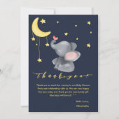 小さな蝶の赤ちゃんシャワーと可愛い象 サンキューカード (正面)