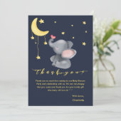 小さな蝶の赤ちゃんシャワーと可愛い象 サンキューカード (スタンド正面)