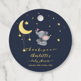 小さな蝶の赤ちゃんシャワーと可愛い象 フェイバータグ