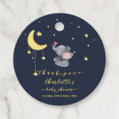 小さな蝶の赤ちゃんシャワーと可愛い象 フェイバータグ (正面)