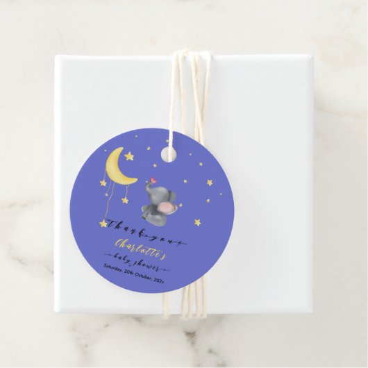 小さな蝶の赤ちゃんシャワーと可愛い象 フェイバータグ (インサイチュ)