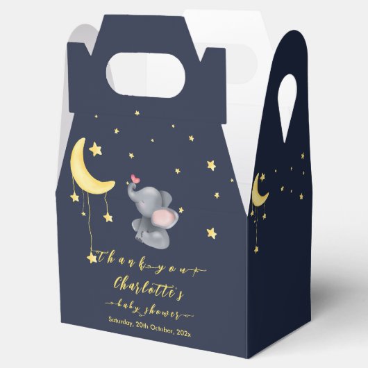 小さな蝶の赤ちゃんシャワーと可愛い象 フェイバーボックス (オープン)