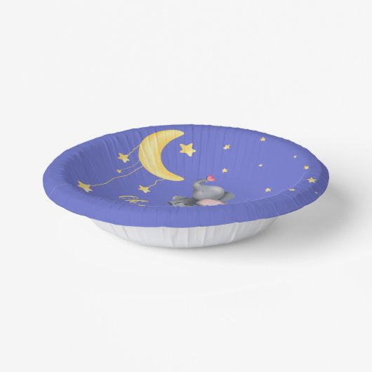 小さな蝶の赤ちゃんシャワーと可愛い象 ペーパーボウル (傾斜あり)