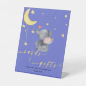 小さな蝶の赤ちゃんシャワーと可愛い象 台座サイン (正面)