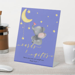 小さな蝶の赤ちゃんシャワーと可愛い象 台座サイン