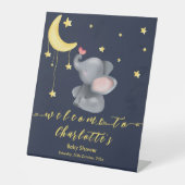 小さな蝶の赤ちゃんシャワーと可愛い象 台座サイン (正面)