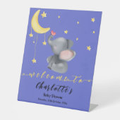 小さな蝶の赤ちゃんシャワーと可愛い象 台座サイン (正面)