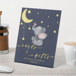 小さな蝶の赤ちゃんシャワーと可愛い象 台座サイン