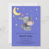 小さな蝶の赤ちゃんシャワーと可愛い象 招待状 (正面)