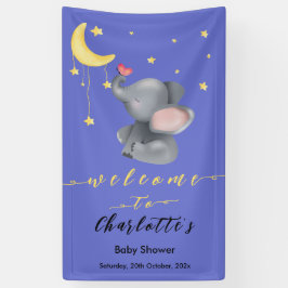 小さな蝶の赤ちゃんシャワーと可愛い象 横断幕