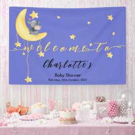 小さな蝶の赤ちゃんシャワーと可愛い象 横断幕