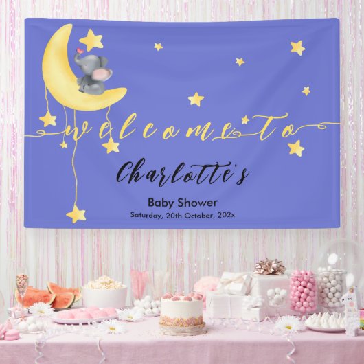 小さな蝶の赤ちゃんシャワーと可愛い象 横断幕 (パーティー)