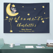 小さな蝶の赤ちゃんシャワーと可愛い象 横断幕 (トレードショー)