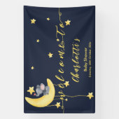 小さな蝶の赤ちゃんシャワーと可愛い象 横断幕 (縦)