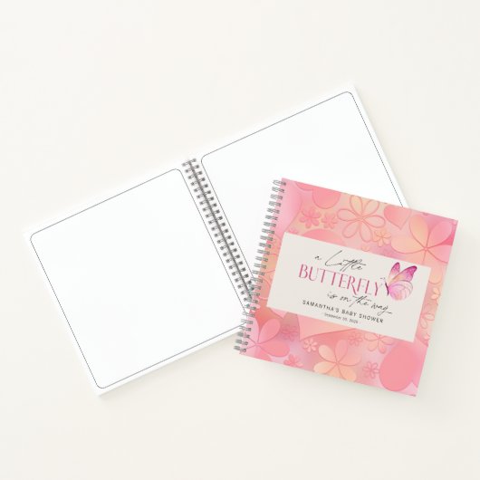 小さな蝶の赤ちゃんシャワーのゲストブック ノートブック (内部)