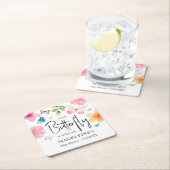 小さな蝶の赤ちゃんシャワーのコースター スクエアペーパーコースター (インサイチュ)