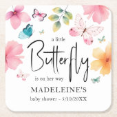 小さな蝶の赤ちゃんシャワーのコースター スクエアペーパーコースター (正面)