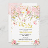小さな蝶の赤ちゃんシャワーの招待状 招待状 (正面/裏面)