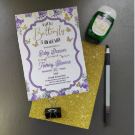 小さな蝶の赤ちゃんシャワーの招待 招待状