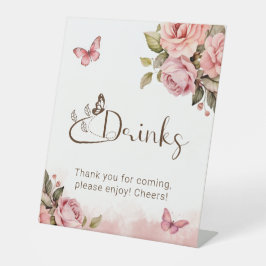 小さな蝶の赤ちゃんシャワーはペデスタルSigを飲む 台座サイン