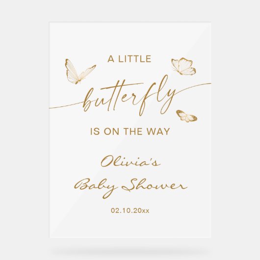 小さな蝶の赤ちゃんシャワーへようこそ アクリルサイン (正面)