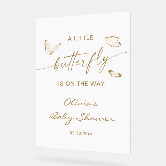 小さな蝶の赤ちゃんシャワーへようこそ アクリルサイン (傾斜)
