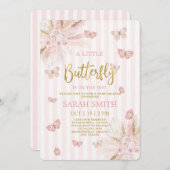 小さな蝶の赤ちゃんシャワーガール招待状 招待状 (正面/裏面)