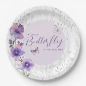 小さな蝶の赤ちゃんシャワーパープルボホ ペーパープレート (正面)