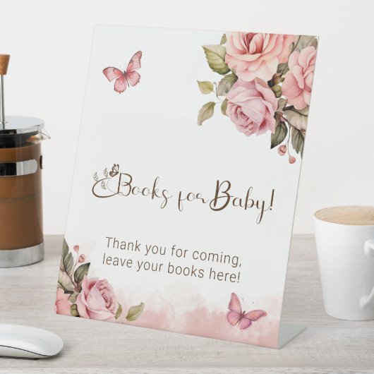 小さな蝶の赤ちゃんシャワーベビー 台座サイン (インサイチュ)