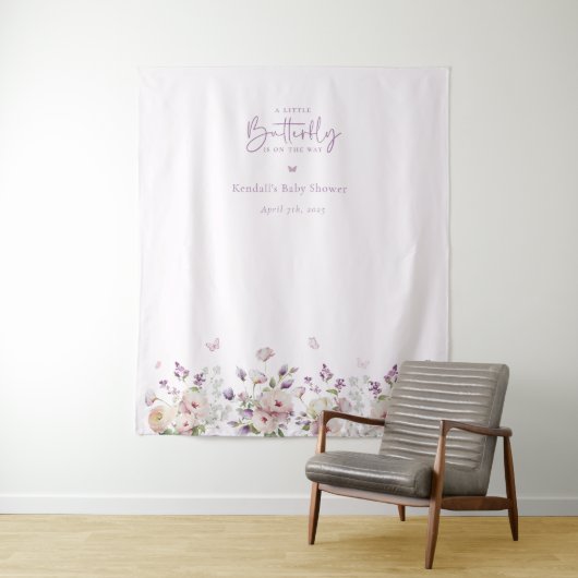 小さな蝶の赤ちゃんシャワー写真の背景 タペストリー (インサイチュ)